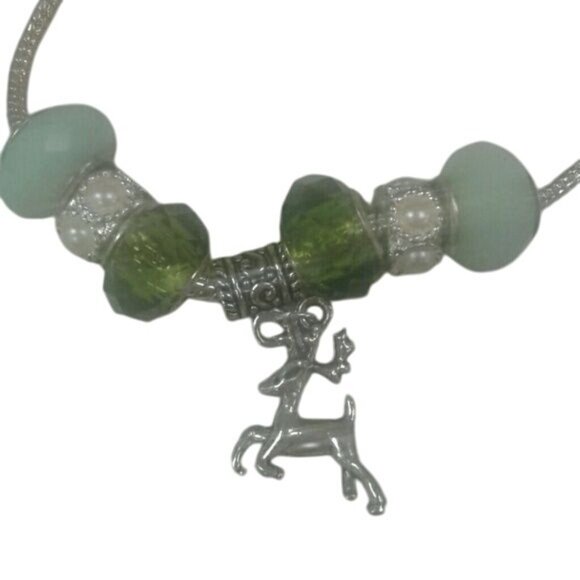 Euro style charm bracelet Deer Reindeer Beads Christmas Holiday Green - Picture 1 of 3